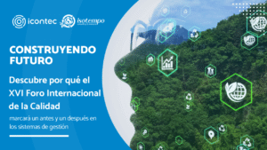 Banner oficial del XVI Foro Internacional de la Calidad 2025 de ICONTEC en Cartagena, con el lema Construyendo Futuro sobre innovación y sistemas de gestión.